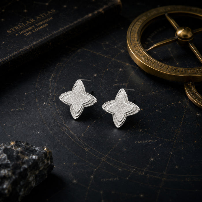 Silver Stainless Steel Star Stud Earrings, Minimalist Star Shape Earrings for Women, Lightweight Fashion Jewelry Gift for Daily Wear