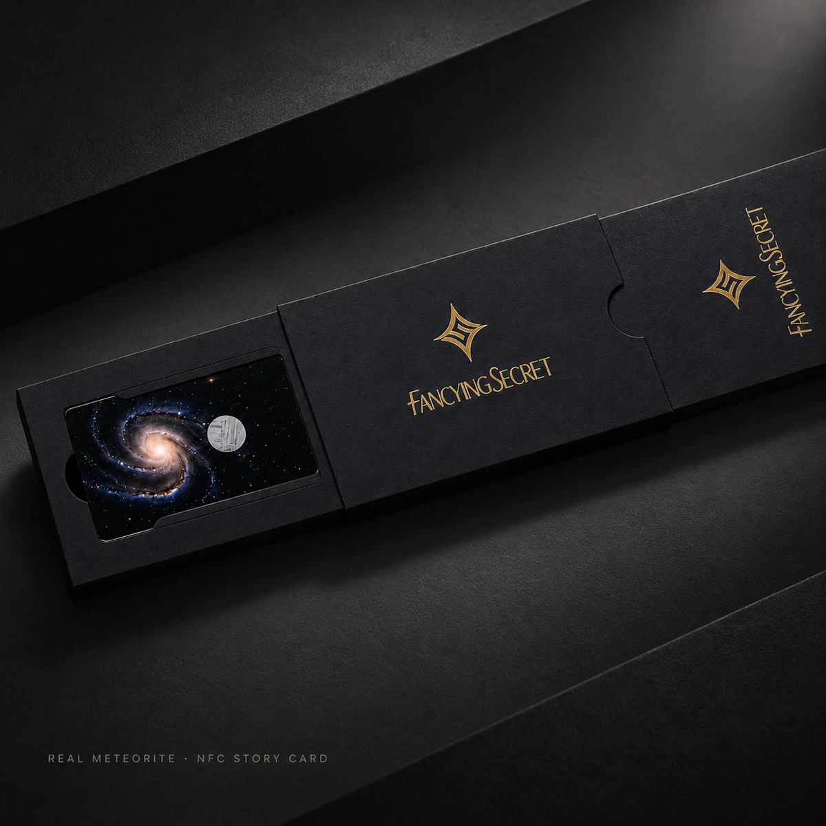 Cosmic Story Card with real meteorite slice and rewritable NFC
